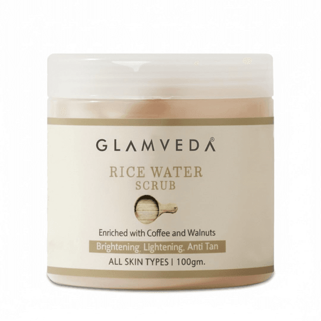 Glamveda Rice Water Brightening Face Scrub | Creamy Exfoliator | 100g
