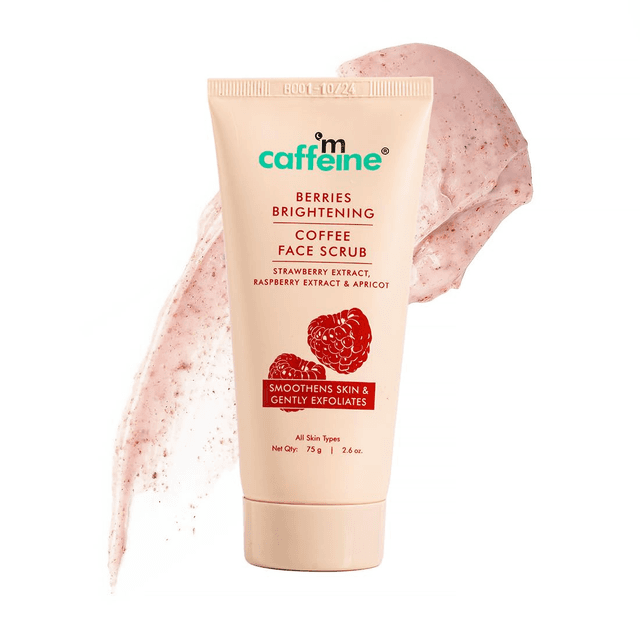 Berries Brightening Coffee Face Scrub For Glowing Skin | Gently Exfoliates, Smoothes & Improves Skin Tone | Removes Tan&Dead Skin | Tan Removal Face Scrub | Non-Drying For Women & Men-75Gm