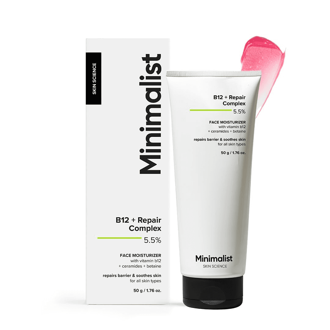 Minimalist Barrier Repair Face Moisturizer with Vitamin B12 Complex 5.5% | Ceramides | Lightweight Gel | 50g