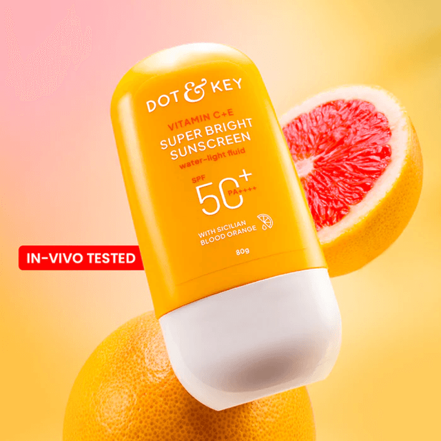 Vitamin C + E Super Bright Sunscreen Spf 50 In-Vivo Tested | Water-Light,UVA/UVB & Blue Light Protection|For Even Toned & Glowing Skin|With Liquid Spf 50+++| No White Cast | For All Skin Types| 50G,Pack Of 1