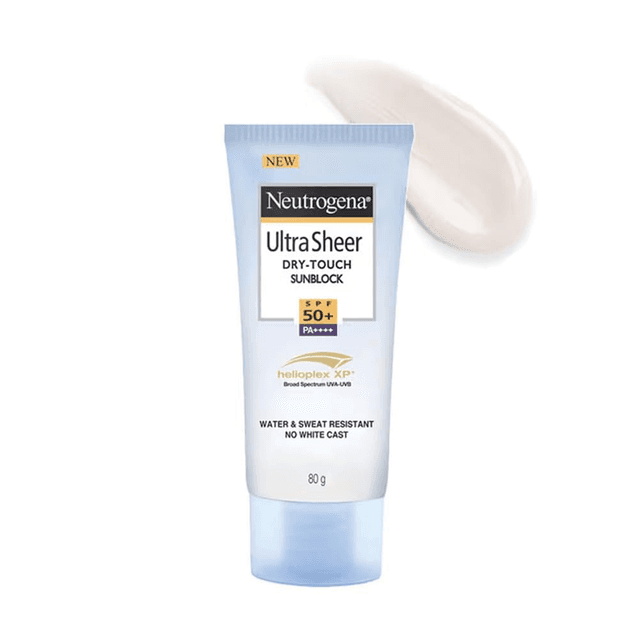 Neutrogena UltraSheer Sunscreen SPF 50+ PA++++ | Blue Light Protect | No White Cast | Water Resistant | Ultra Light & Non Sticky | 80g